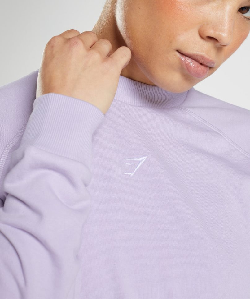 Women's Gymshark Training Cropped Sweatshirts Light Purple | CA D30617